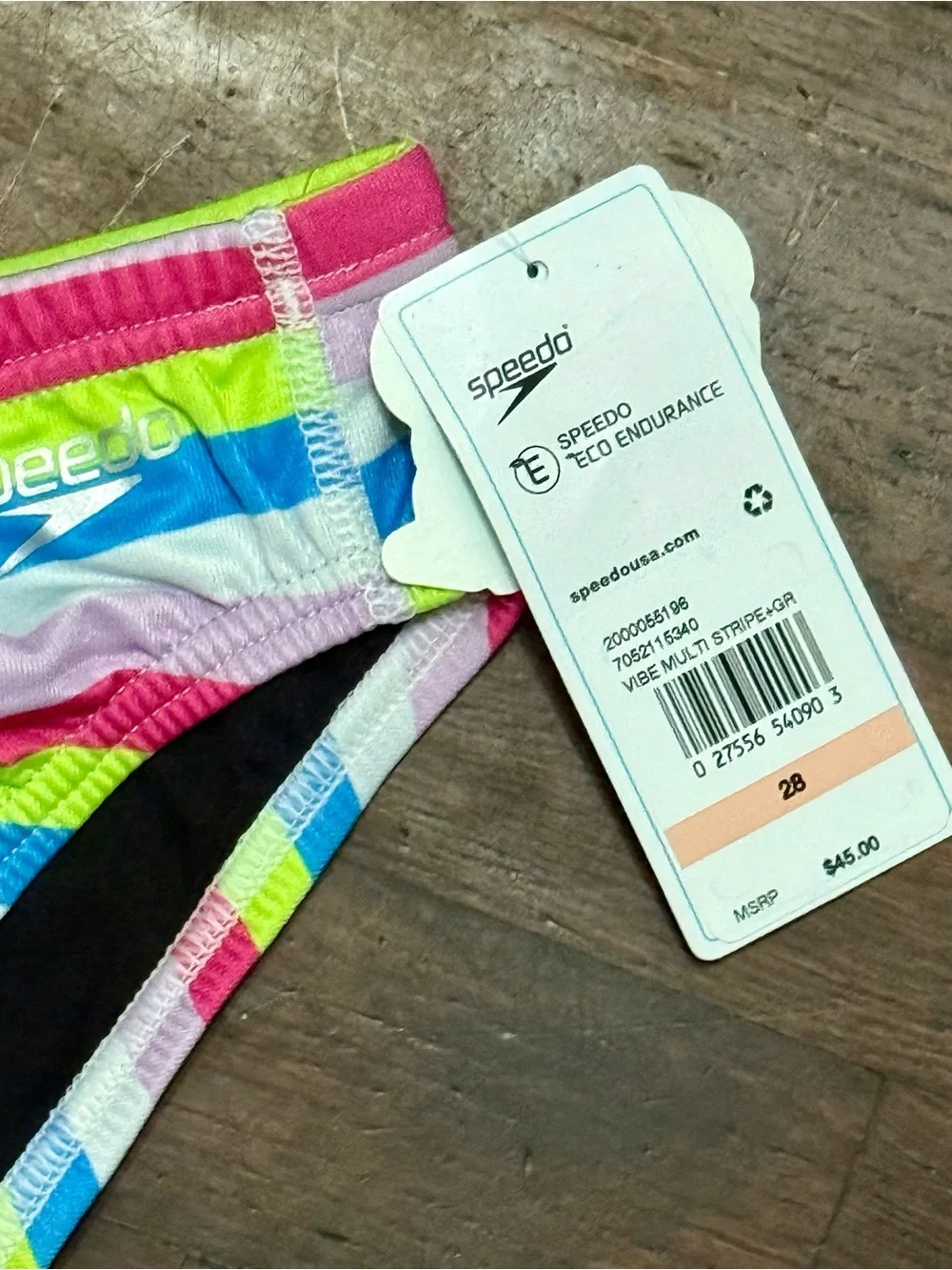 Speedo Men's Multicolor Striped Swim Briefs - Pink, Yellow, Blue, White